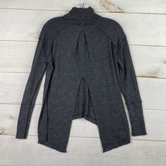 We The Free People Top Womens XS Dark Grey Split Back Turtleneck Knit Sweater - Picture 9 of 10